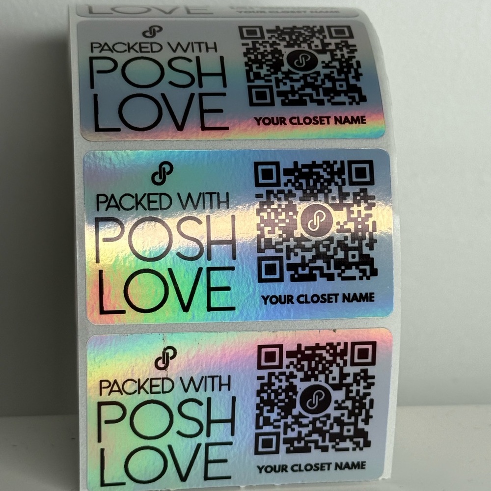 100 Custome 2.25" Stickers w/ Your Poshmark QR Code packed with posh love - Picture 3 of 4